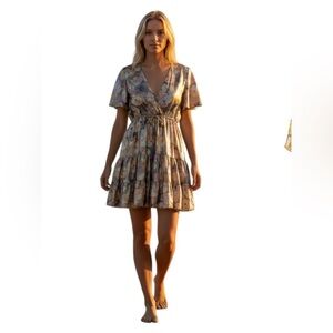 Women’s shimmer metallic ruffled flare dress